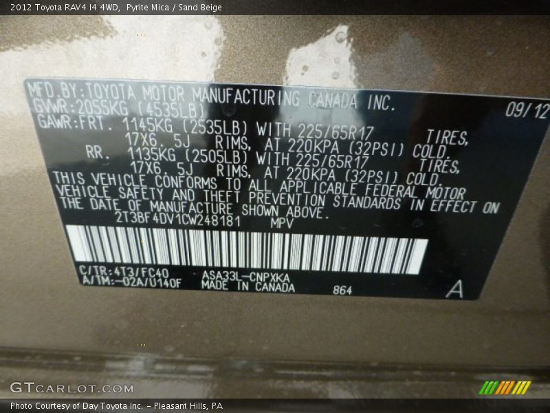 Pyrite Mica / Sand Beige 2012 Toyota RAV4 I4 4WD