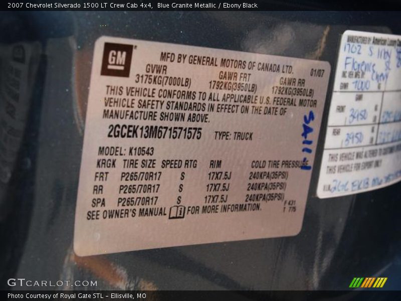 Blue Granite Metallic / Ebony Black 2007 Chevrolet Silverado 1500 LT Crew Cab 4x4