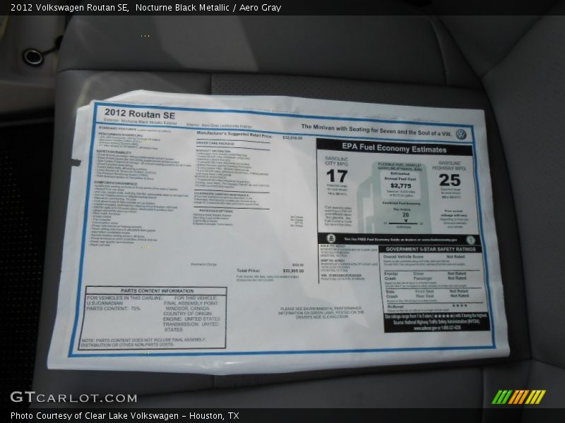 Nocturne Black Metallic / Aero Gray 2012 Volkswagen Routan SE