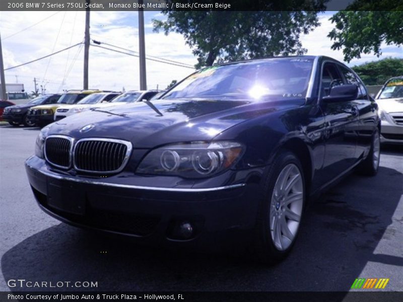 Monaco Blue Metallic / Black/Cream Beige 2006 BMW 7 Series 750Li Sedan