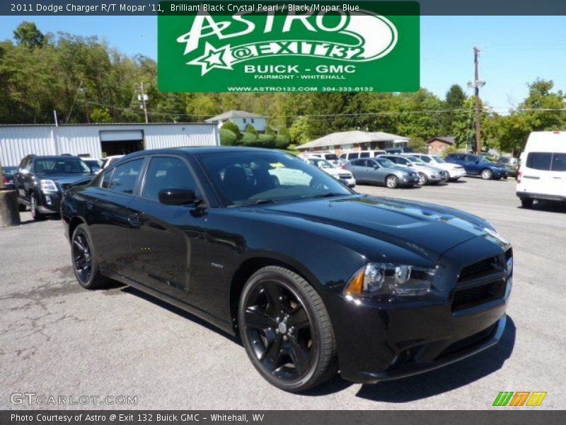 Brilliant Black Crystal Pearl / Black/Mopar Blue 2011 Dodge Charger R/T Mopar '11