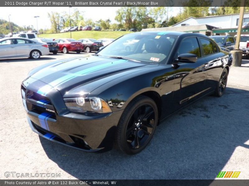 Brilliant Black Crystal Pearl / Black/Mopar Blue 2011 Dodge Charger R/T Mopar '11