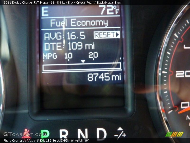 Brilliant Black Crystal Pearl / Black/Mopar Blue 2011 Dodge Charger R/T Mopar '11