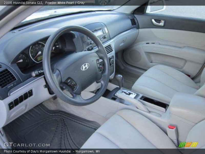 Powder White Pearl / Gray 2008 Hyundai Sonata GLS