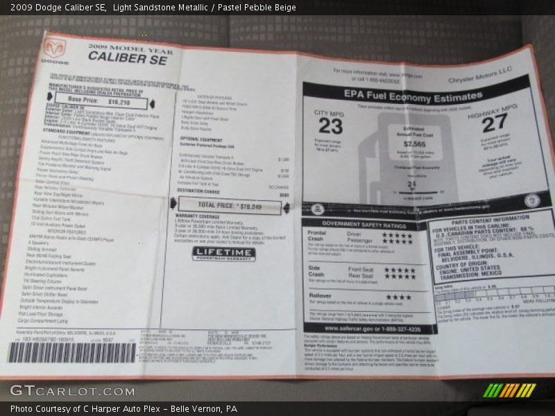 Light Sandstone Metallic / Pastel Pebble Beige 2009 Dodge Caliber SE
