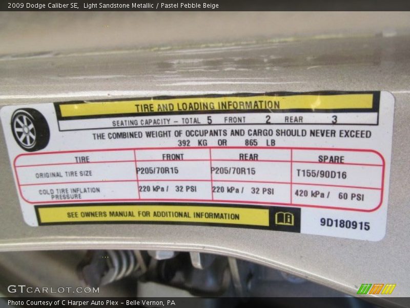 Light Sandstone Metallic / Pastel Pebble Beige 2009 Dodge Caliber SE