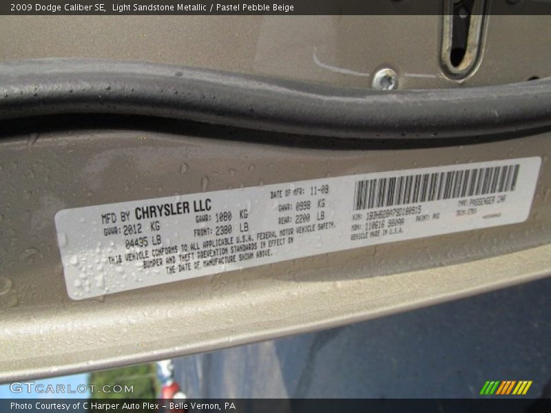 Light Sandstone Metallic / Pastel Pebble Beige 2009 Dodge Caliber SE