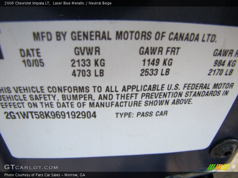 Laser Blue Metallic / Neutral Beige 2006 Chevrolet Impala LT
