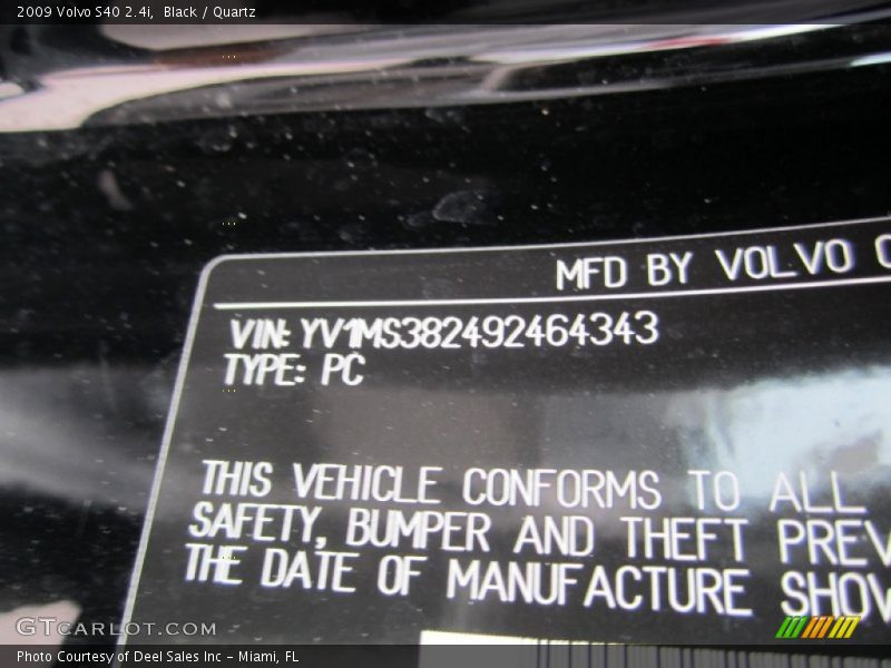 Black / Quartz 2009 Volvo S40 2.4i