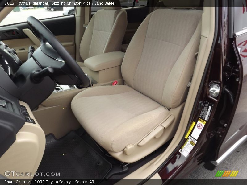 Front Seat of 2013 Highlander 