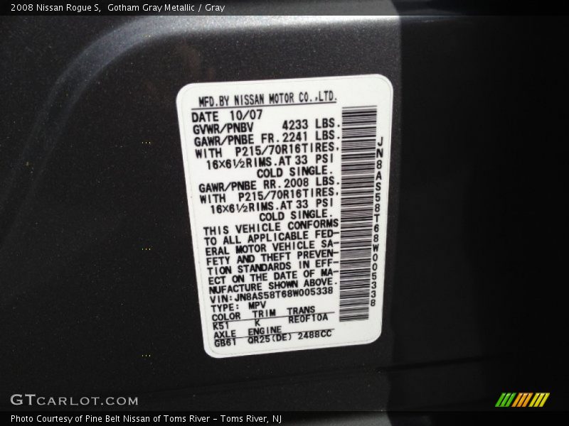 Gotham Gray Metallic / Gray 2008 Nissan Rogue S