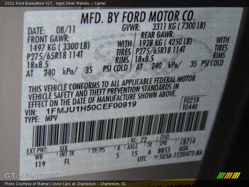 Ingot Silver Metallic / Camel 2012 Ford Expedition XLT
