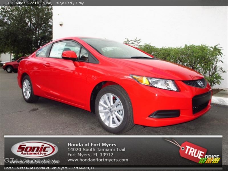 Rallye Red / Gray 2012 Honda Civic EX Coupe