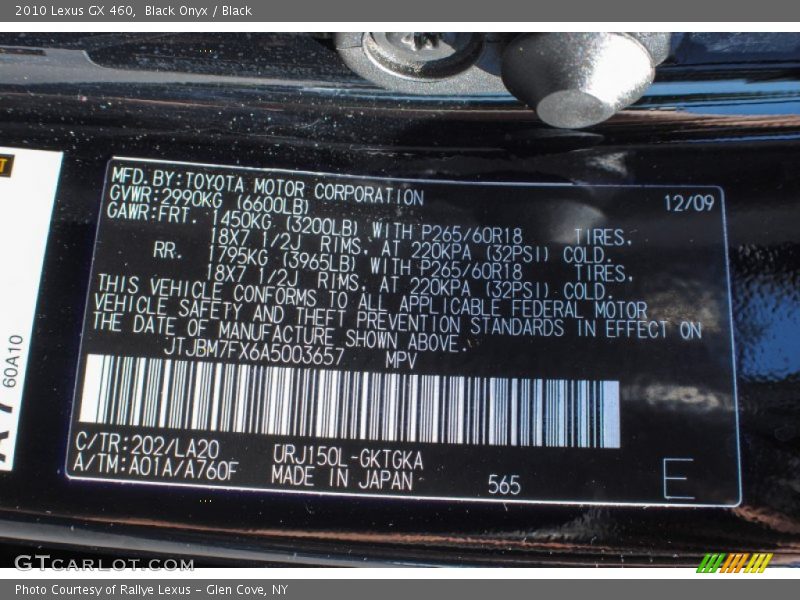 Black Onyx / Black 2010 Lexus GX 460