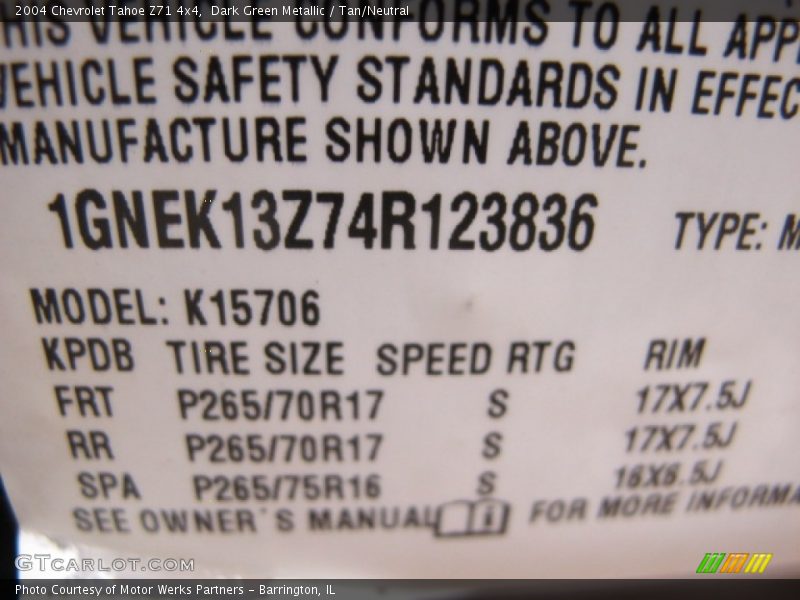 Dark Green Metallic / Tan/Neutral 2004 Chevrolet Tahoe Z71 4x4