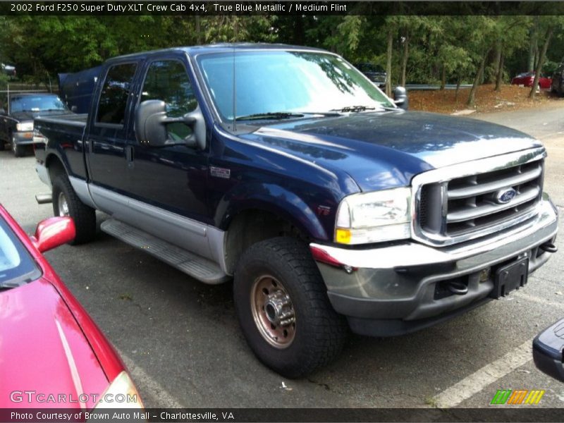 True Blue Metallic / Medium Flint 2002 Ford F250 Super Duty XLT Crew Cab 4x4