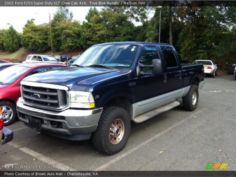 True Blue Metallic / Medium Flint 2002 Ford F250 Super Duty XLT Crew Cab 4x4