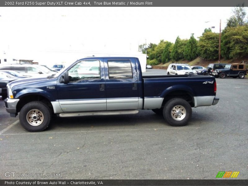 True Blue Metallic / Medium Flint 2002 Ford F250 Super Duty XLT Crew Cab 4x4
