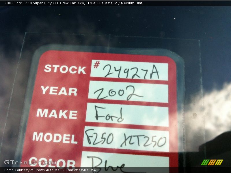 True Blue Metallic / Medium Flint 2002 Ford F250 Super Duty XLT Crew Cab 4x4