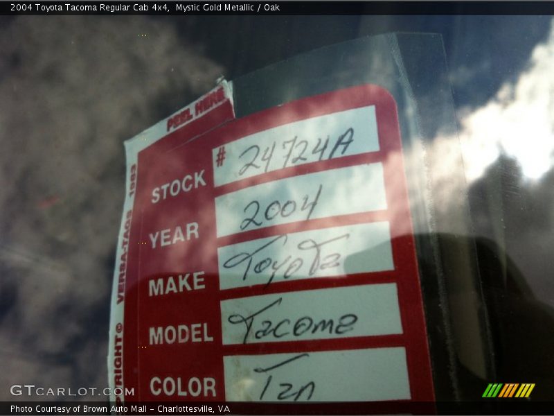 Mystic Gold Metallic / Oak 2004 Toyota Tacoma Regular Cab 4x4