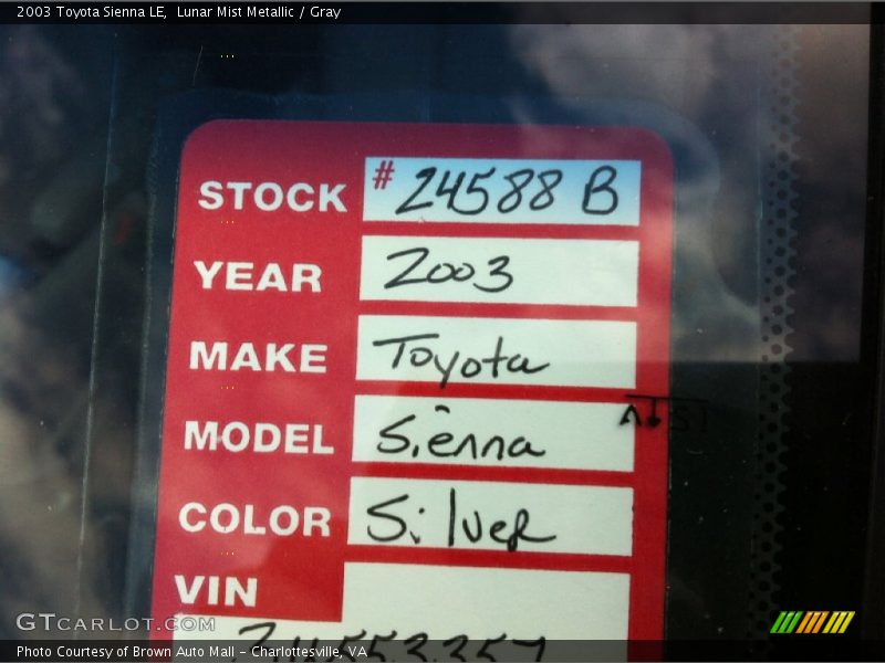 Lunar Mist Metallic / Gray 2003 Toyota Sienna LE
