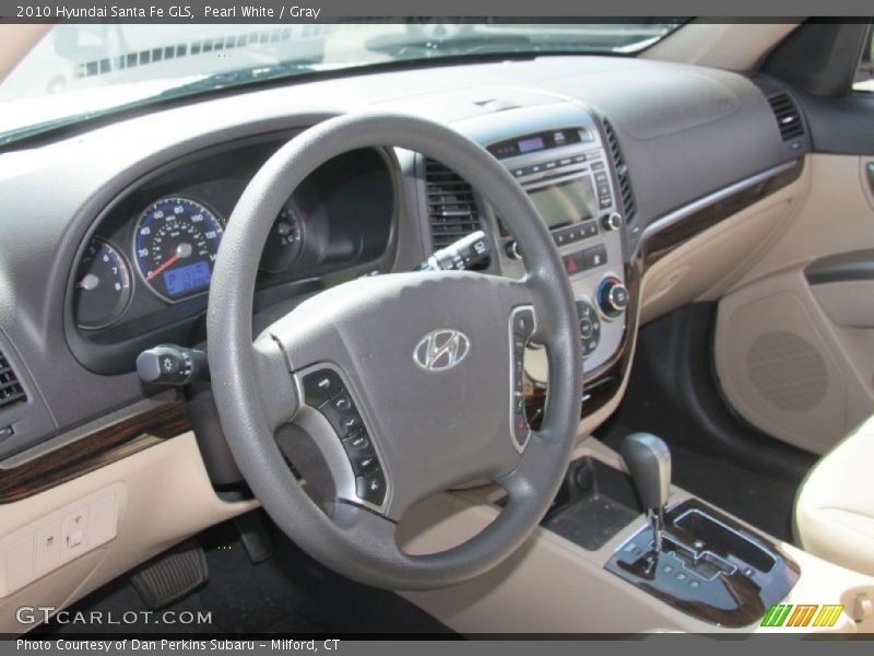 Pearl White / Gray 2010 Hyundai Santa Fe GLS