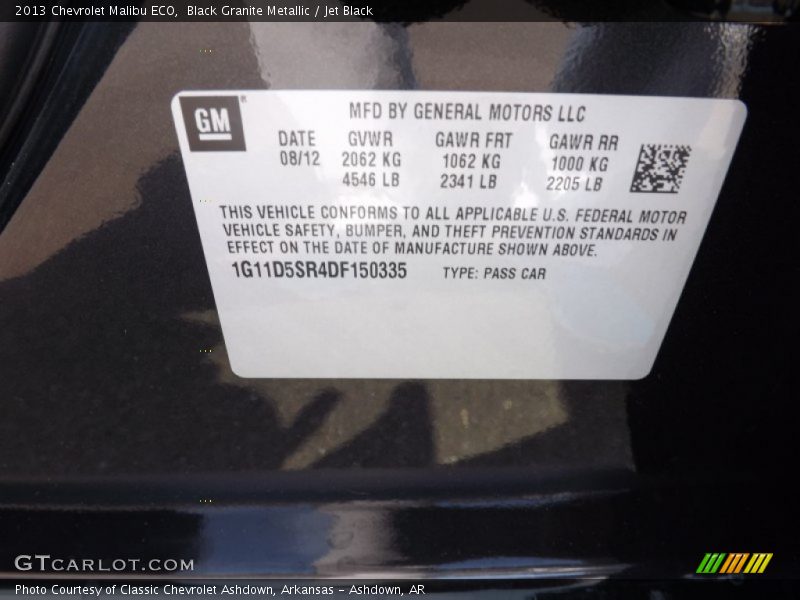 Black Granite Metallic / Jet Black 2013 Chevrolet Malibu ECO