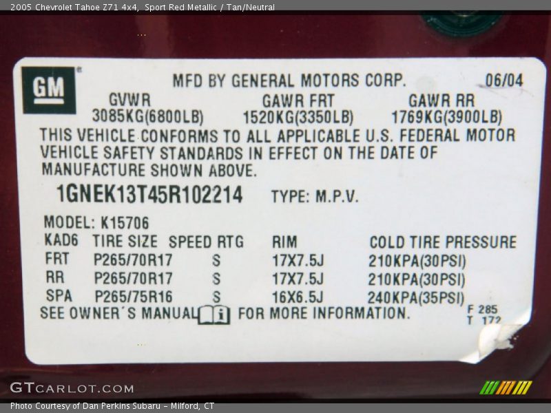 Sport Red Metallic / Tan/Neutral 2005 Chevrolet Tahoe Z71 4x4