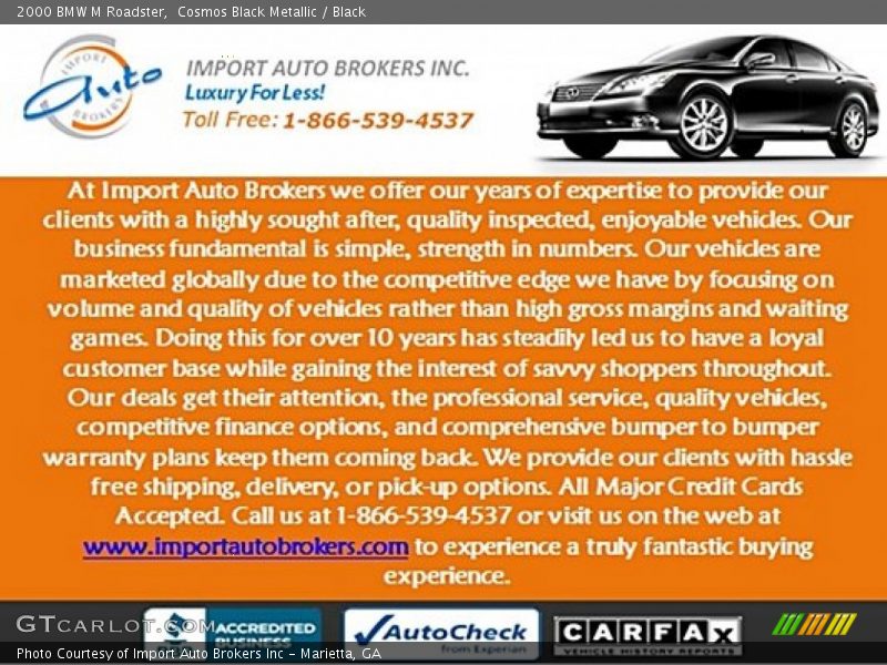 Cosmos Black Metallic / Black 2000 BMW M Roadster