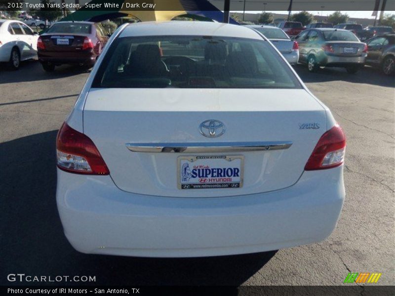 Super White / Dark Gray 2012 Toyota Yaris Sedan