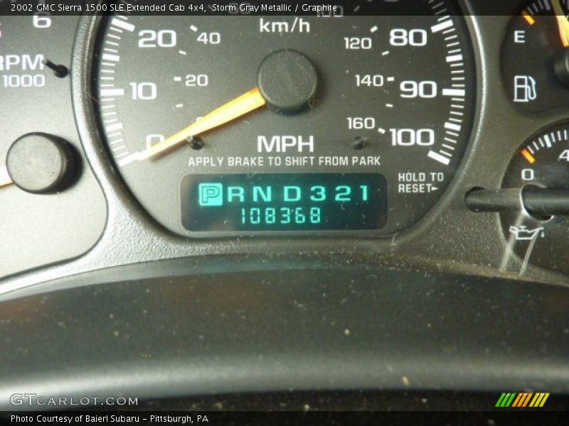 Storm Gray Metallic / Graphite 2002 GMC Sierra 1500 SLE Extended Cab 4x4