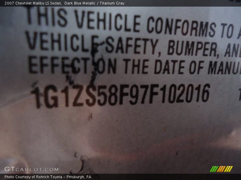 Dark Blue Metallic / Titanium Gray 2007 Chevrolet Malibu LS Sedan
