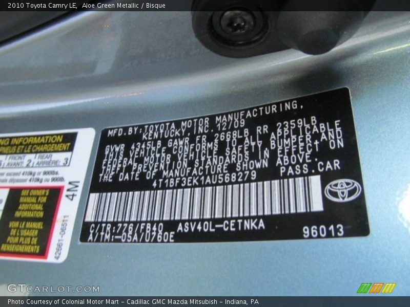 Aloe Green Metallic / Bisque 2010 Toyota Camry LE