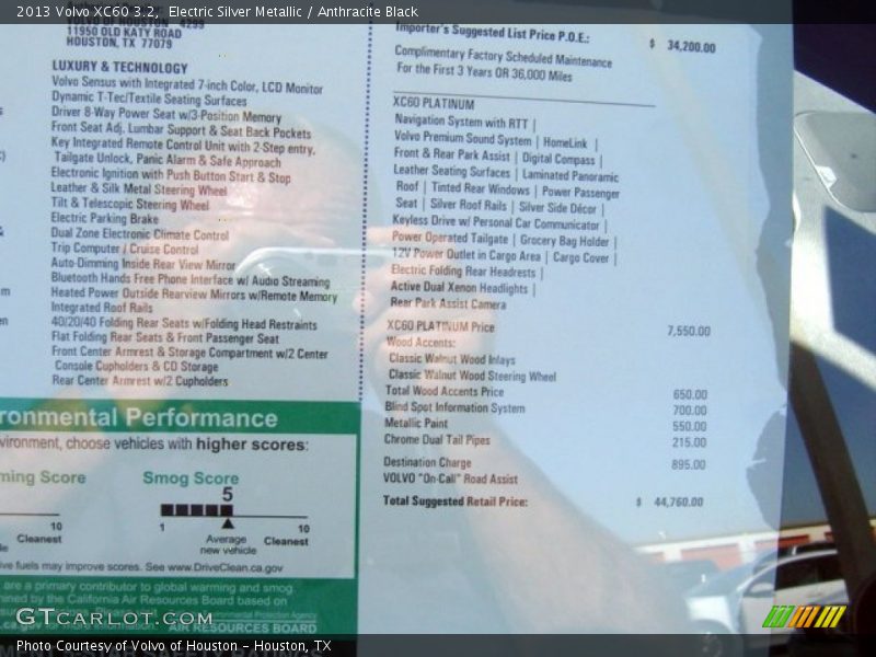 Electric Silver Metallic / Anthracite Black 2013 Volvo XC60 3.2