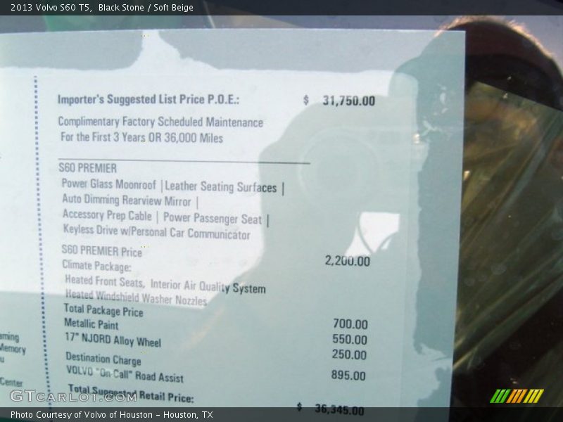 Black Stone / Soft Beige 2013 Volvo S60 T5