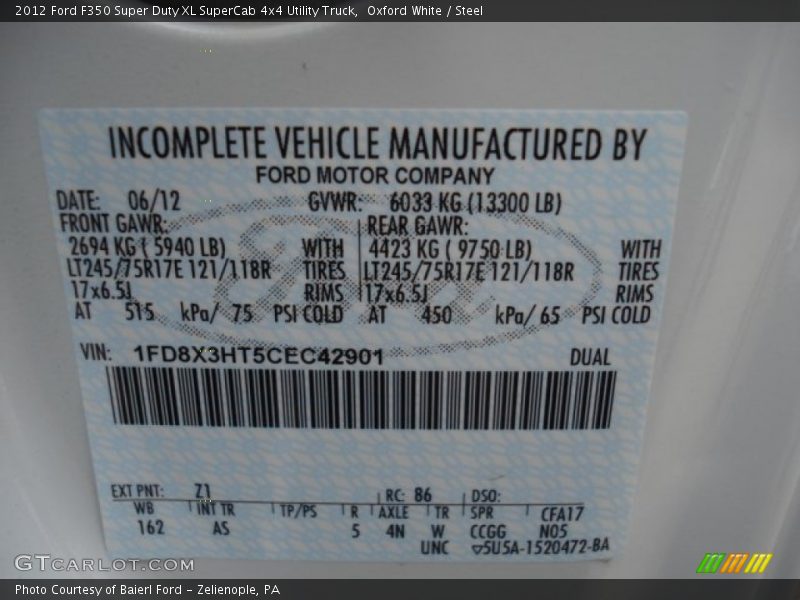 Oxford White / Steel 2012 Ford F350 Super Duty XL SuperCab 4x4 Utility Truck