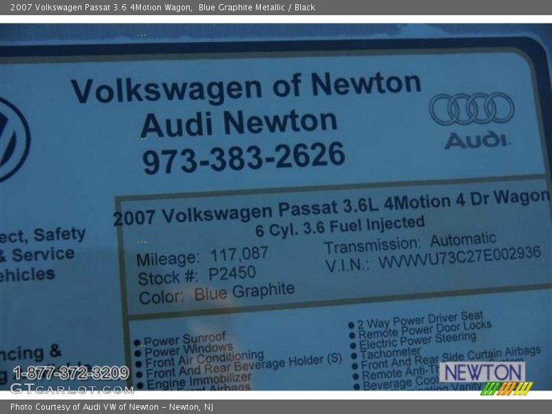 Blue Graphite Metallic / Black 2007 Volkswagen Passat 3.6 4Motion Wagon