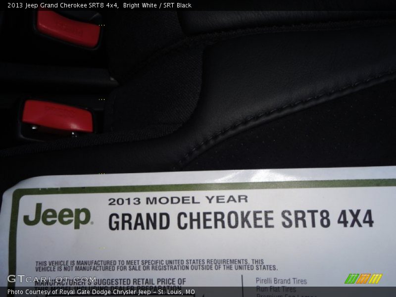  2013 Grand Cherokee SRT8 4x4 Window Sticker