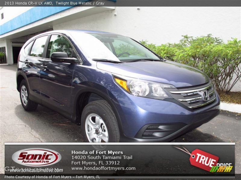 Twilight Blue Metallic / Gray 2013 Honda CR-V LX AWD