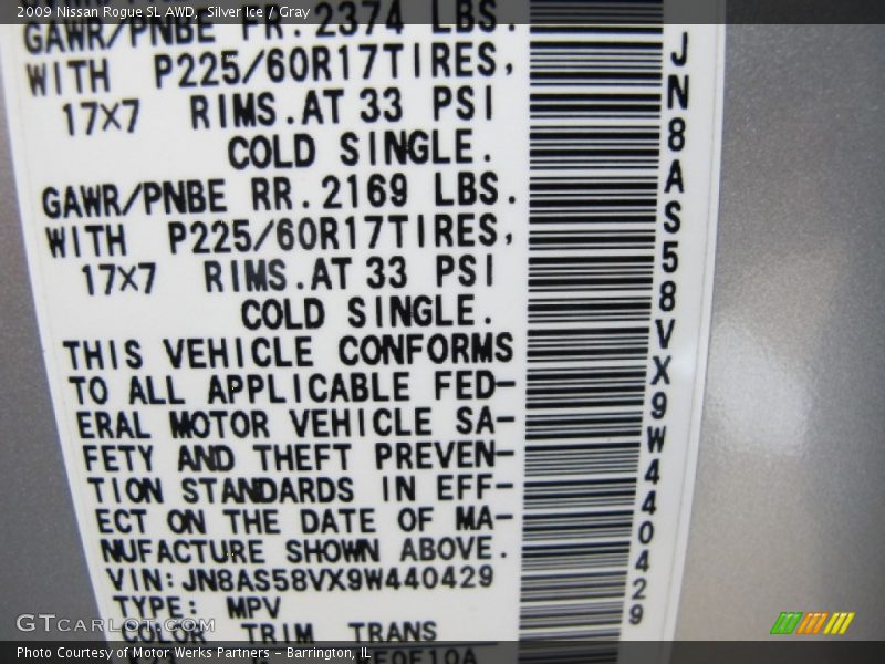 Silver Ice / Gray 2009 Nissan Rogue SL AWD