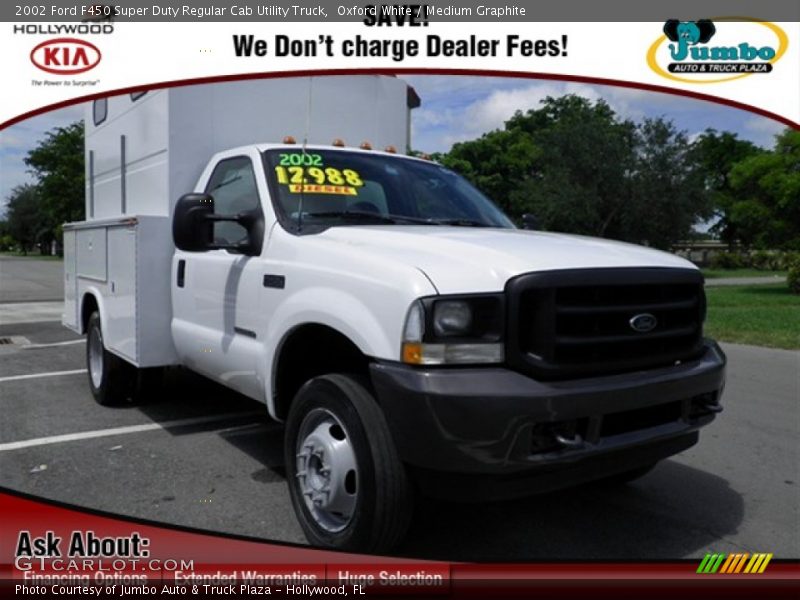 Oxford White / Medium Graphite 2002 Ford F450 Super Duty Regular Cab Utility Truck