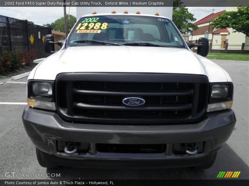 Oxford White / Medium Graphite 2002 Ford F450 Super Duty Regular Cab Utility Truck