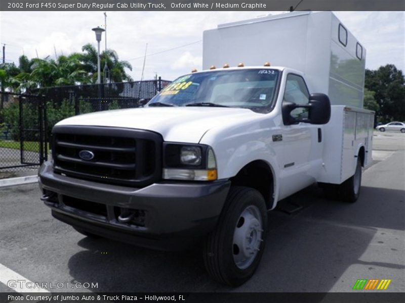 Oxford White / Medium Graphite 2002 Ford F450 Super Duty Regular Cab Utility Truck