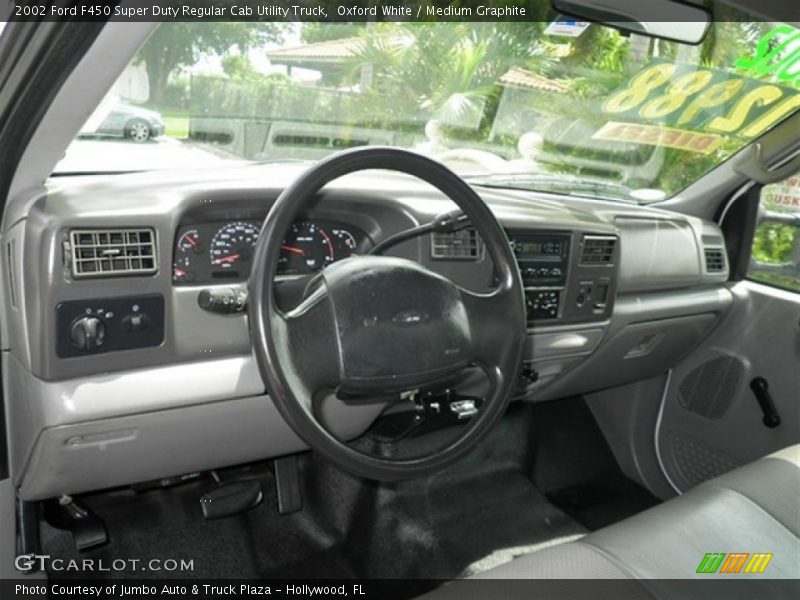 Oxford White / Medium Graphite 2002 Ford F450 Super Duty Regular Cab Utility Truck