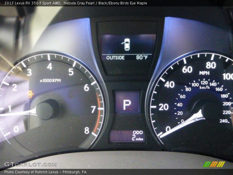 Nebula Gray Pearl / Black/Ebony Birds Eye Maple 2013 Lexus RX 350 F Sport AWD