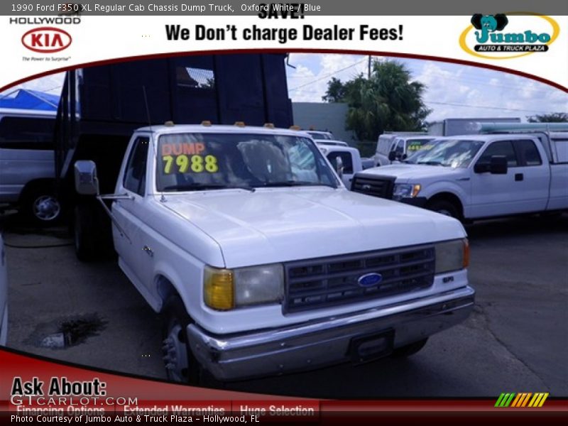 Oxford White / Blue 1990 Ford F350 XL Regular Cab Chassis Dump Truck
