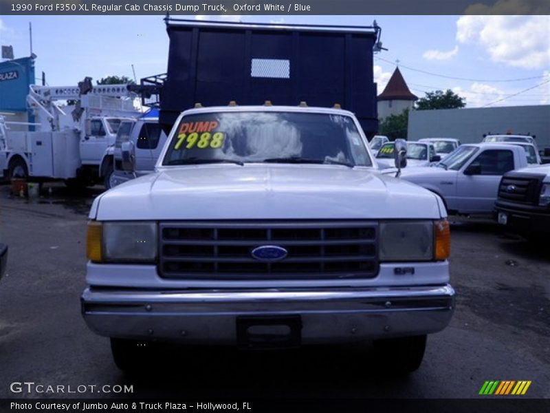 Oxford White / Blue 1990 Ford F350 XL Regular Cab Chassis Dump Truck