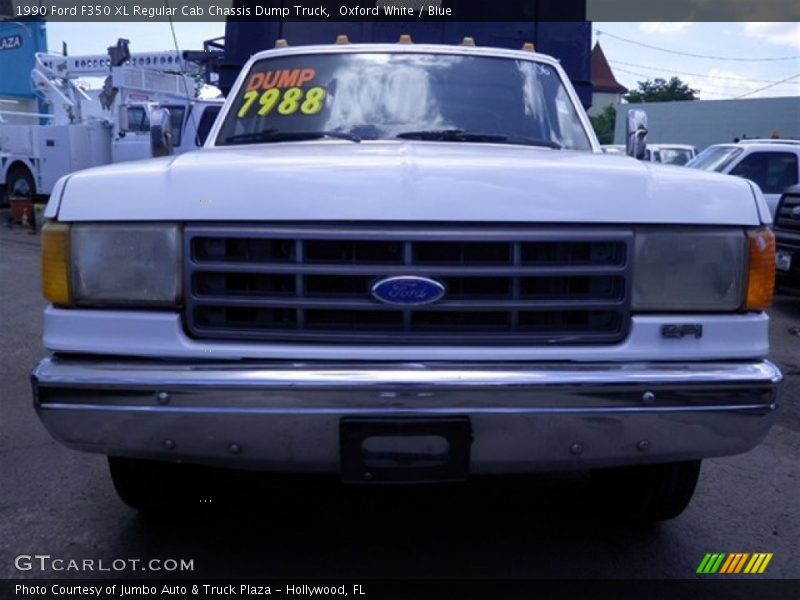 Oxford White / Blue 1990 Ford F350 XL Regular Cab Chassis Dump Truck