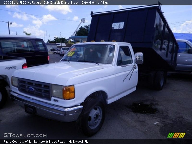 Oxford White / Blue 1990 Ford F350 XL Regular Cab Chassis Dump Truck