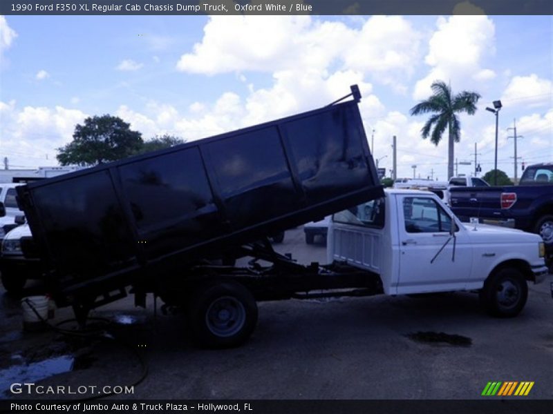 Oxford White / Blue 1990 Ford F350 XL Regular Cab Chassis Dump Truck